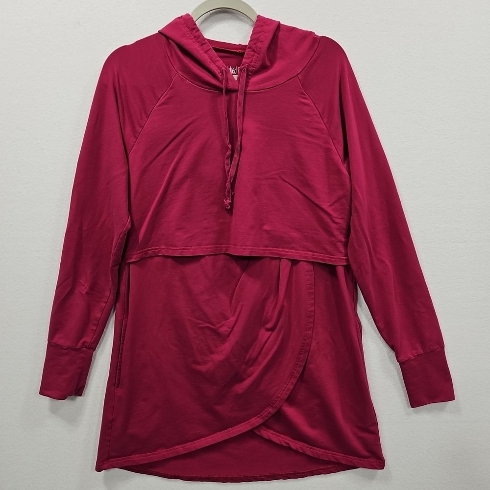 Latched‎ Mama Nursing Hoodie Large Magenta Pink Stretch Breastfeeding Sweatshirt